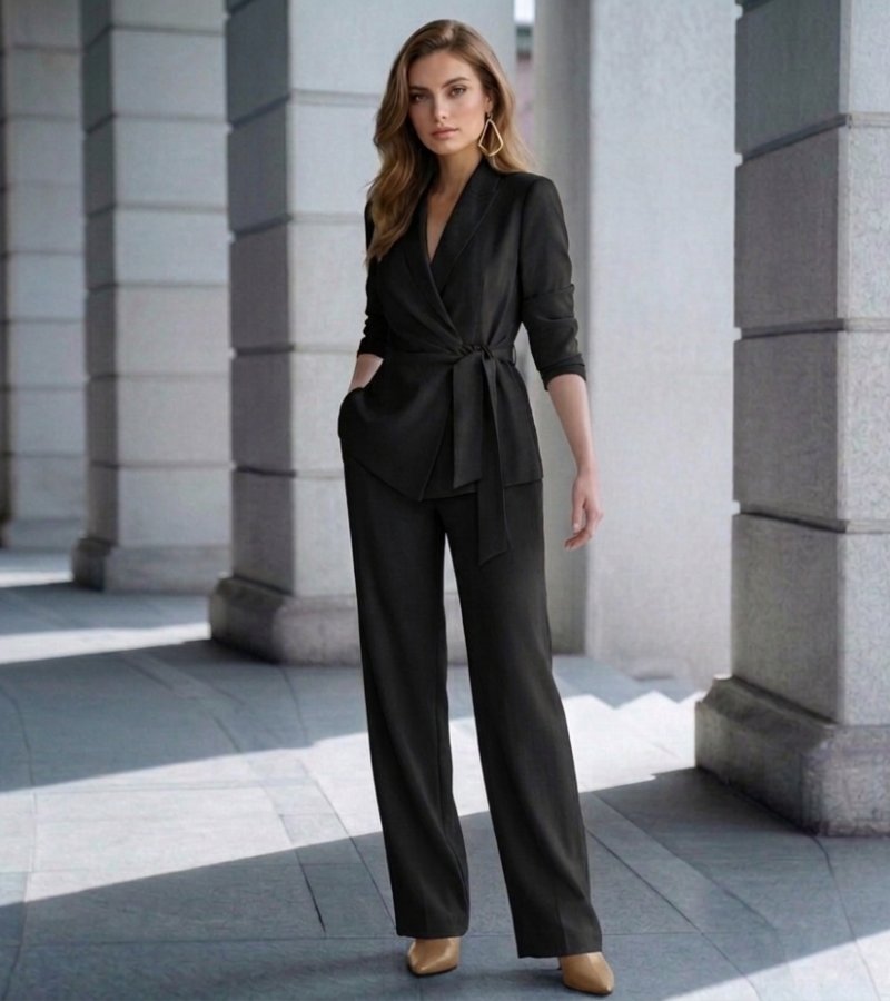 Bridgette – Tailored Wrap Blazer Wide-Leg Set