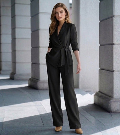 Bridgette – Tailored Wrap Blazer Wide-Leg Set