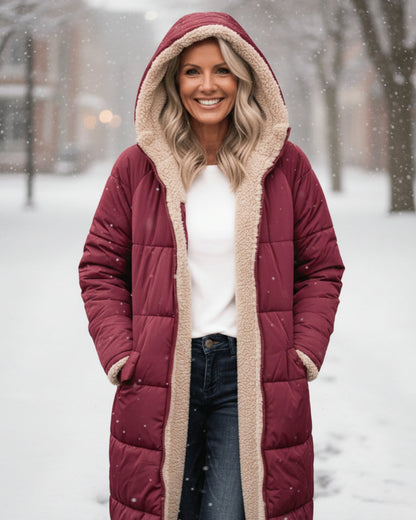 Frances – Sherpa-Lined Longline Quilted Coat