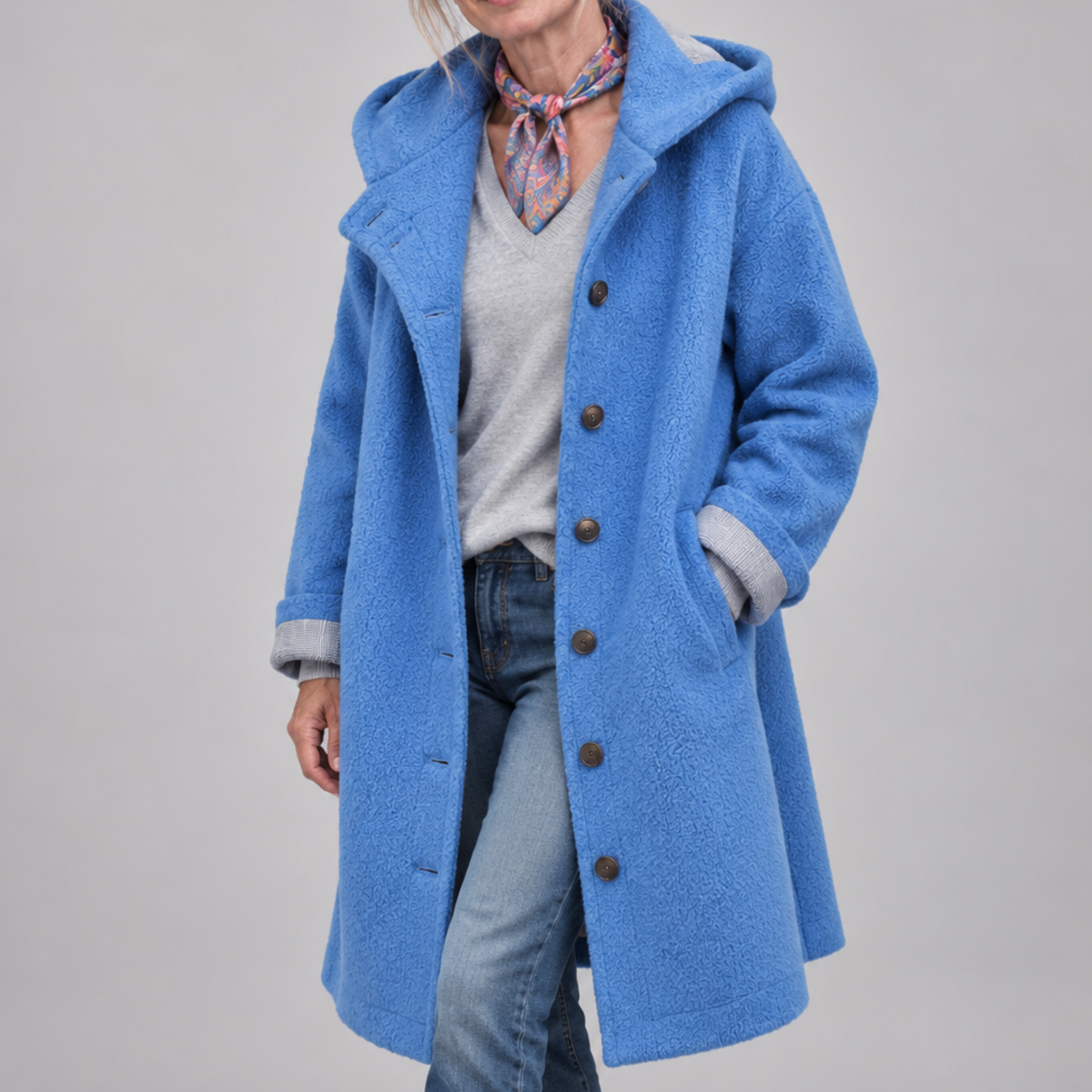 Gina – Hooded Button-Front Coat
