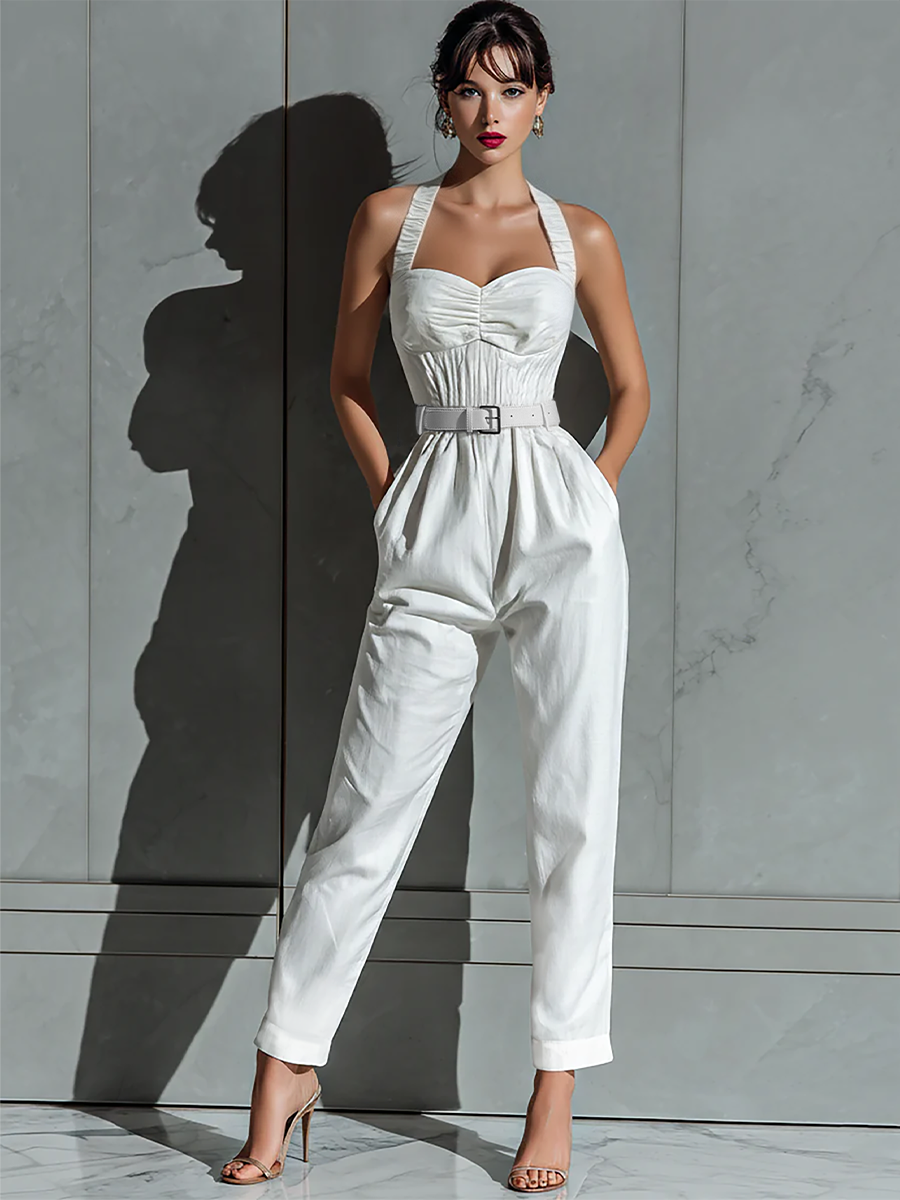 Marsha – Halter Belted Tailored Jumpsuit