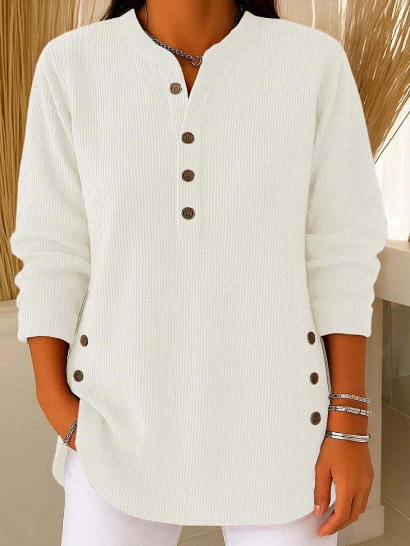 Gretchen – Ribbed Henley Button Tunic Top