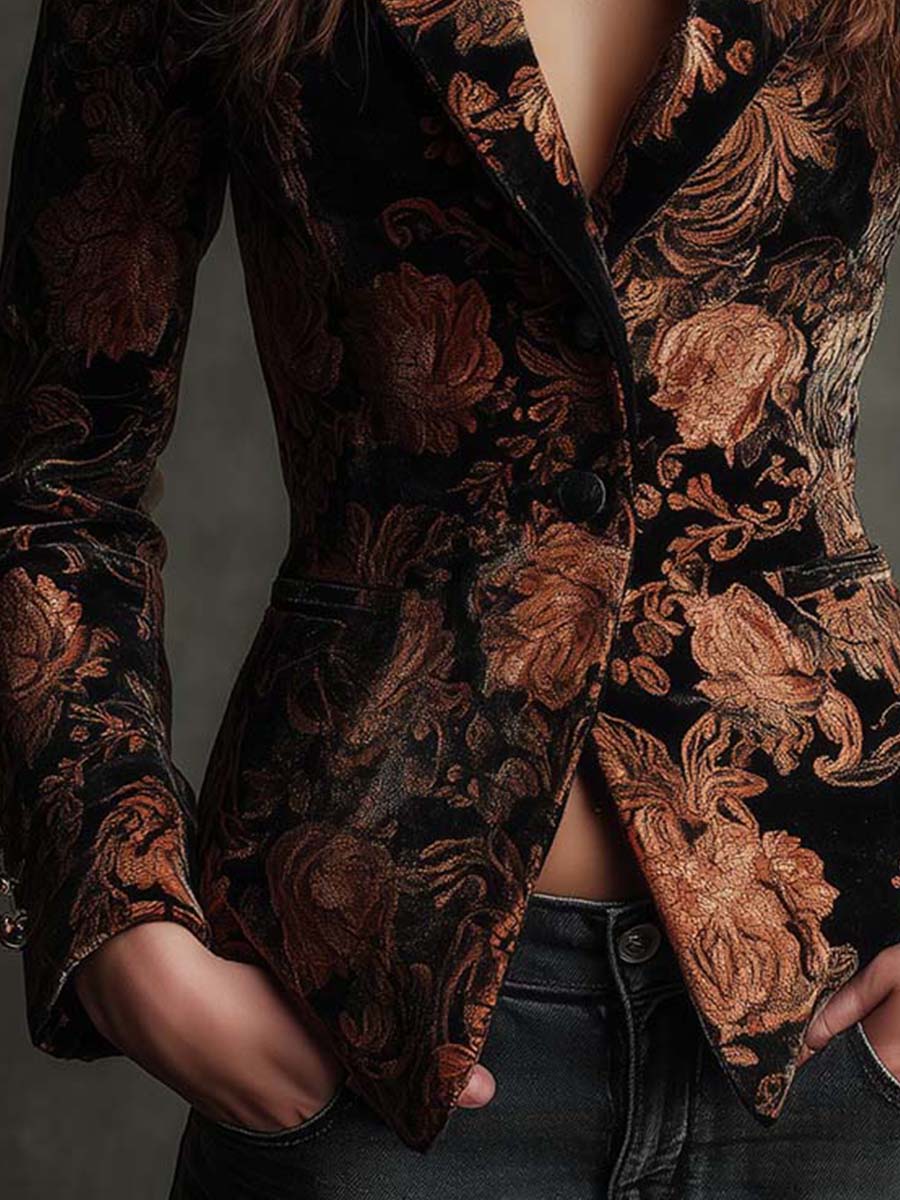Renata – Baroque Floral Tailored Blazer