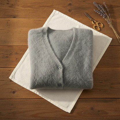 Delilah – Fluffy V-Neck Button Cardigan