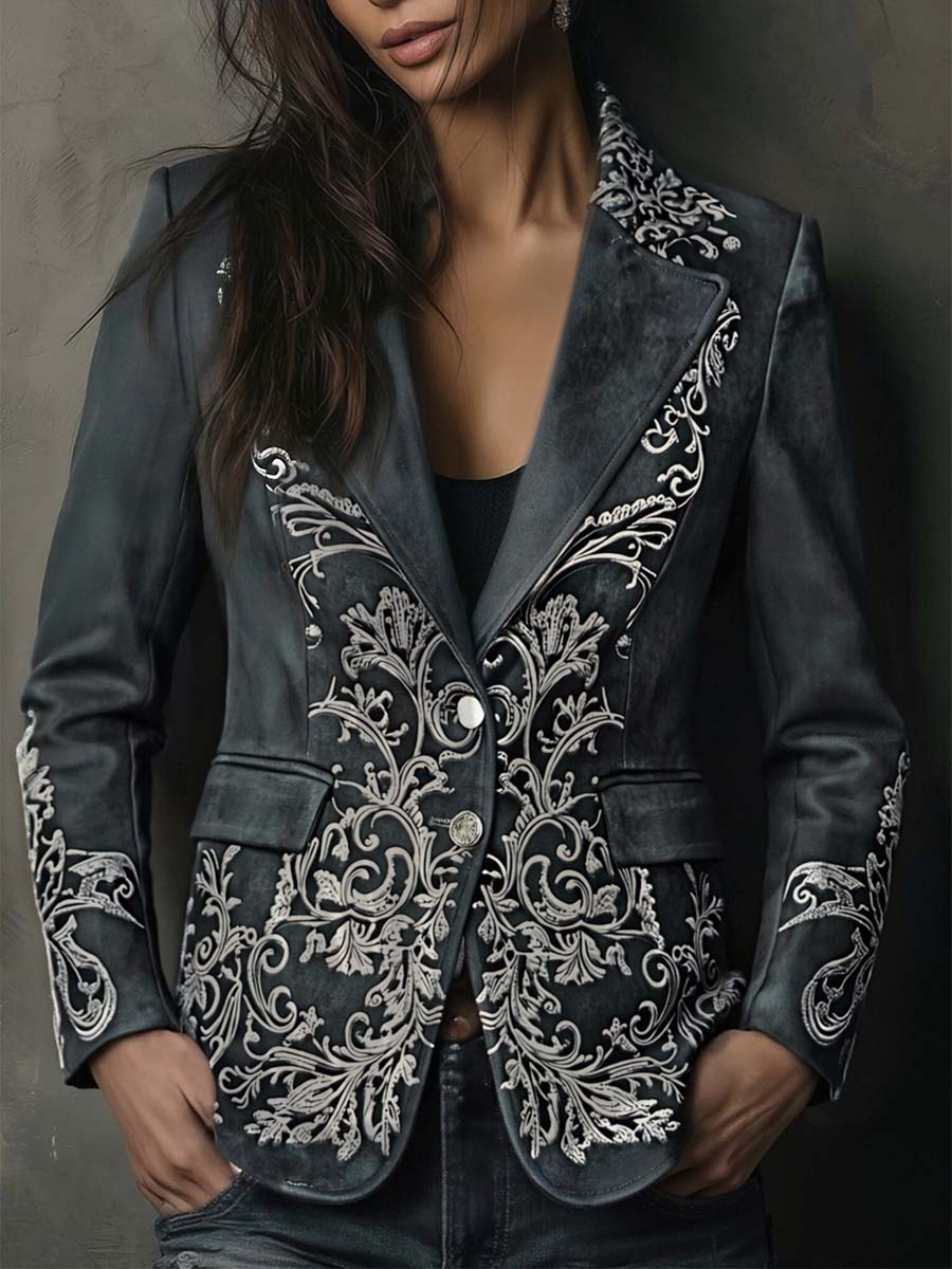 Wanda – Embossed Floral Tailored Blazer