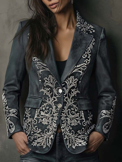 Wanda – Embossed Floral Tailored Blazer