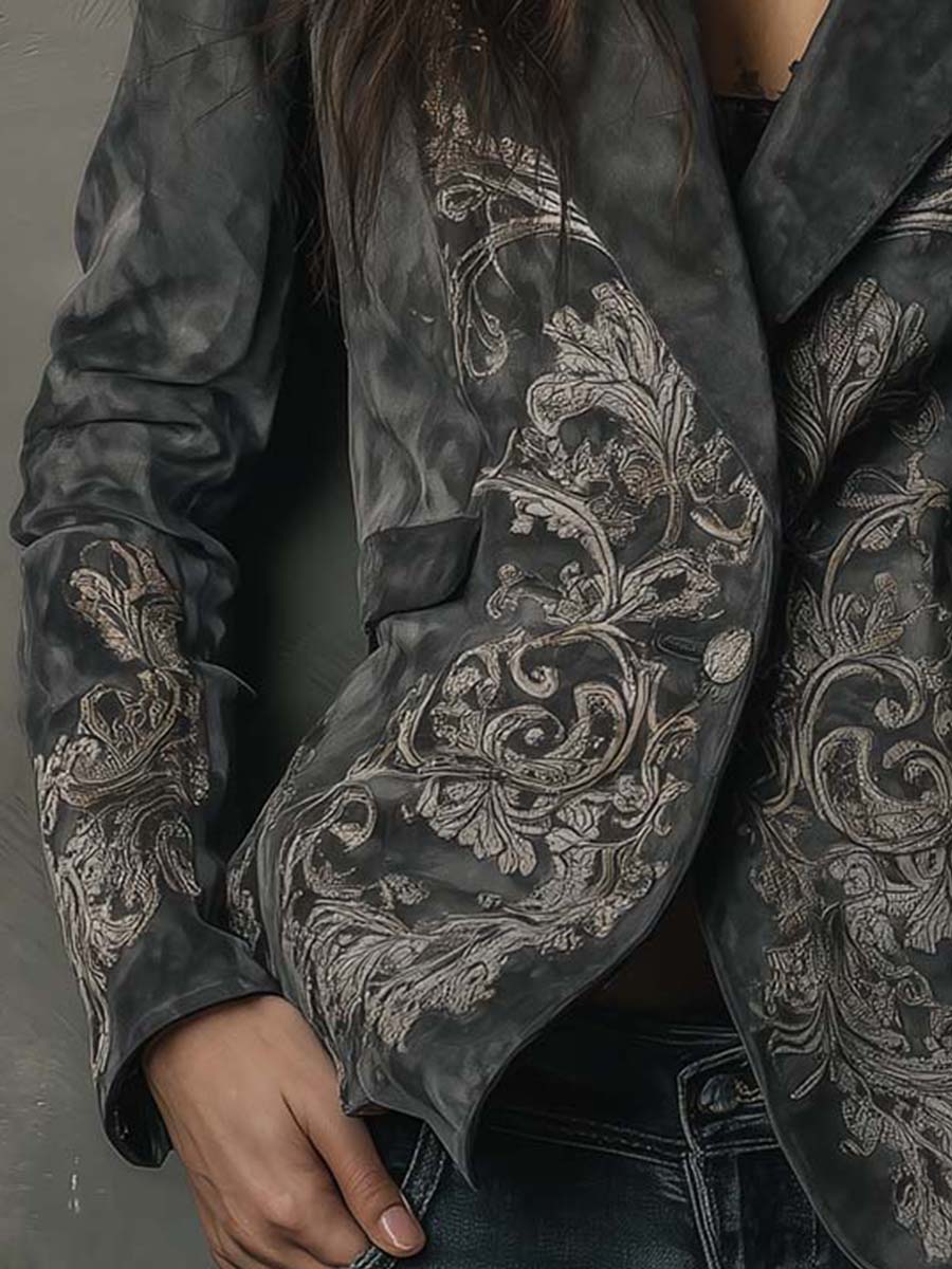 Wanda – Embossed Floral Tailored Blazer