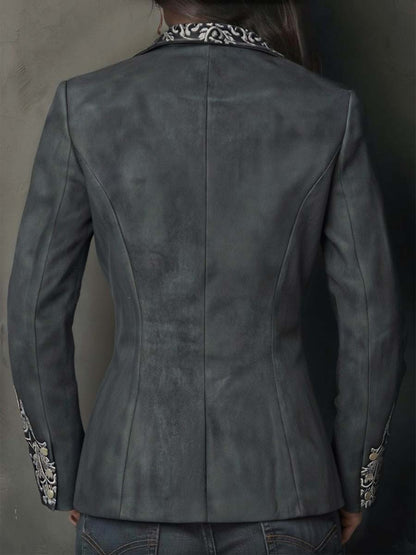 Wanda – Embossed Floral Tailored Blazer