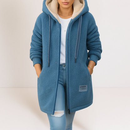 Francine – Hooded Sherpa-Look Long Coat