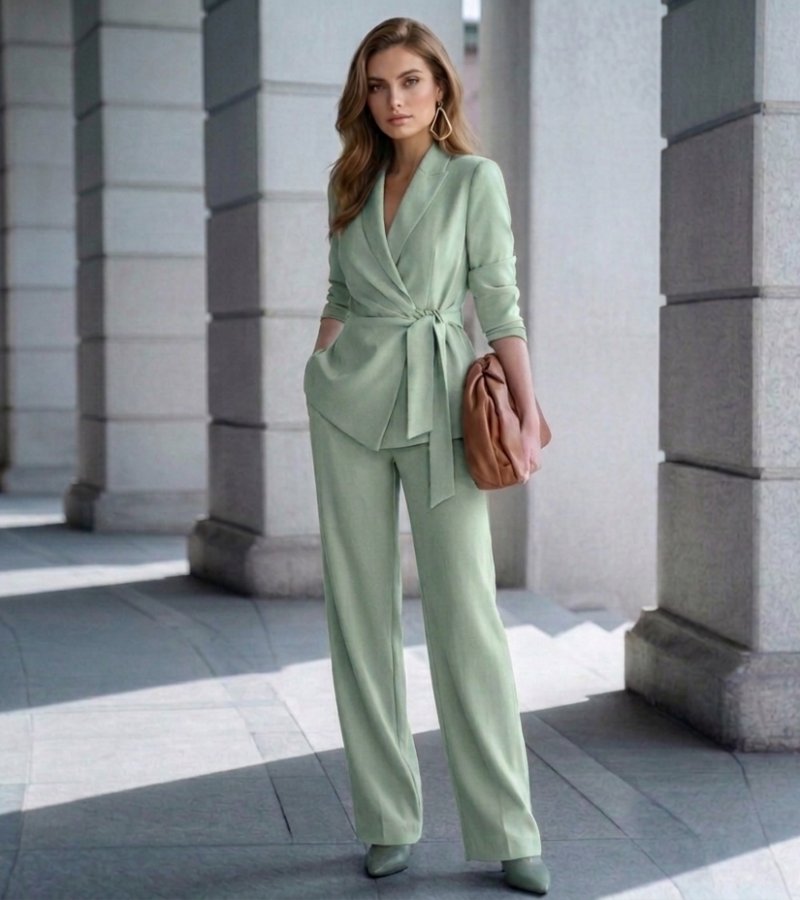 Bridgette – Tailored Wrap Blazer Wide-Leg Set