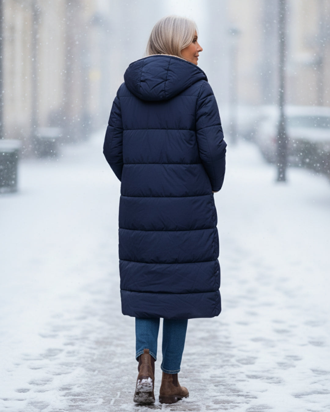 Frances – Sherpa-Lined Longline Quilted Coat