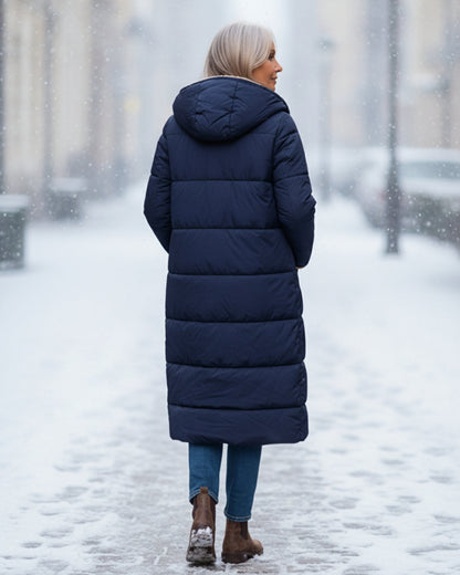 Frances – Sherpa-Lined Longline Quilted Coat