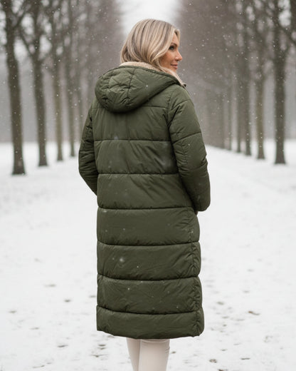Frances – Sherpa-Lined Longline Quilted Coat