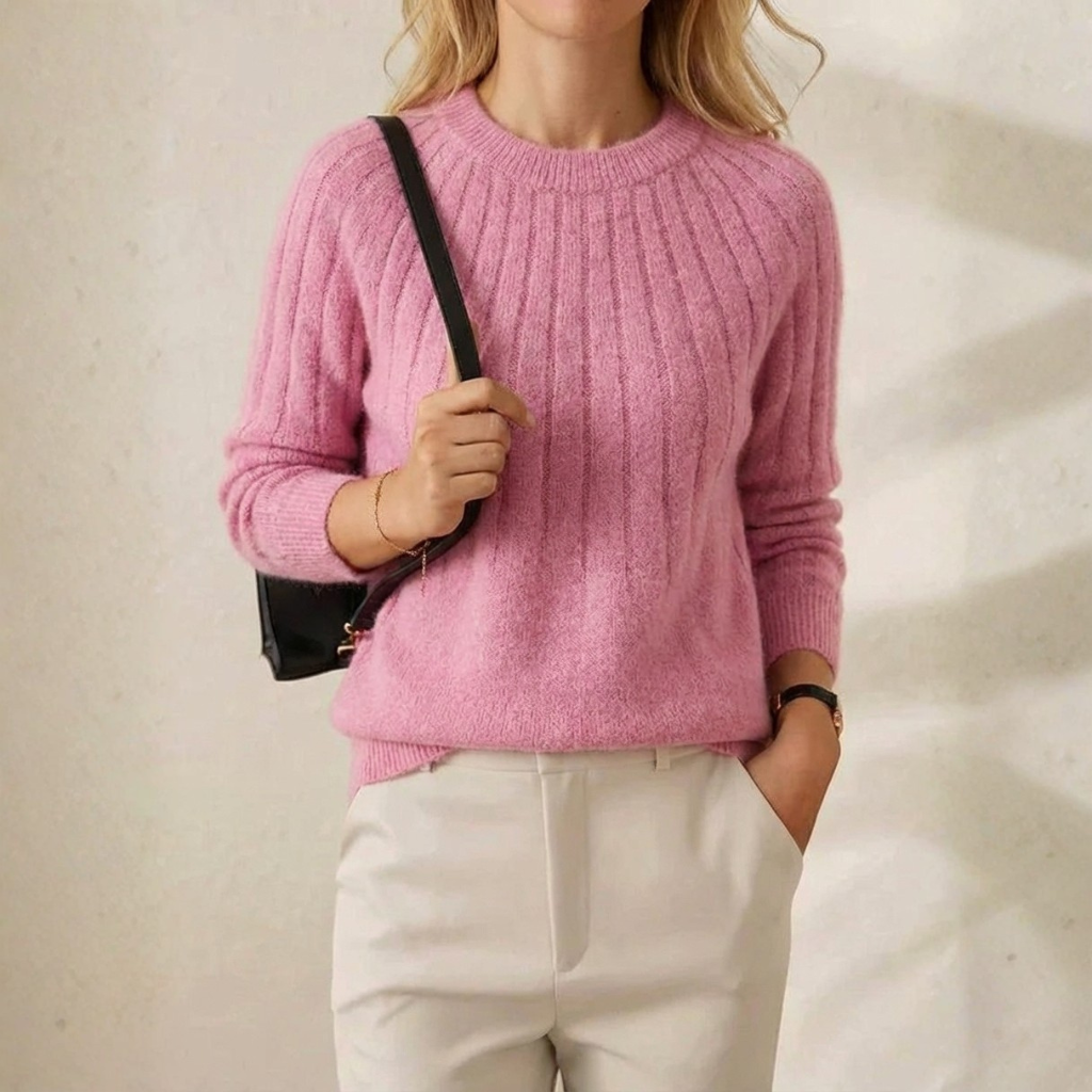 Carleen – Ribbed Knit Crewneck Sweater
