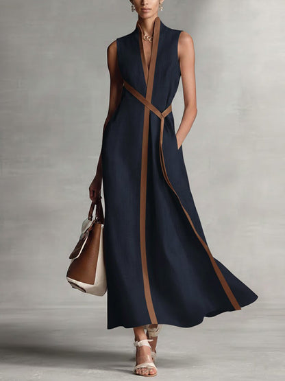Wanda – Contrast Trim Wrap Maxi Dress
