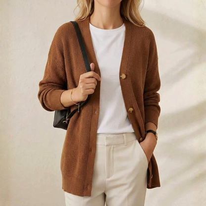 Kimberly – Longline Button-Front Knit Cardigan