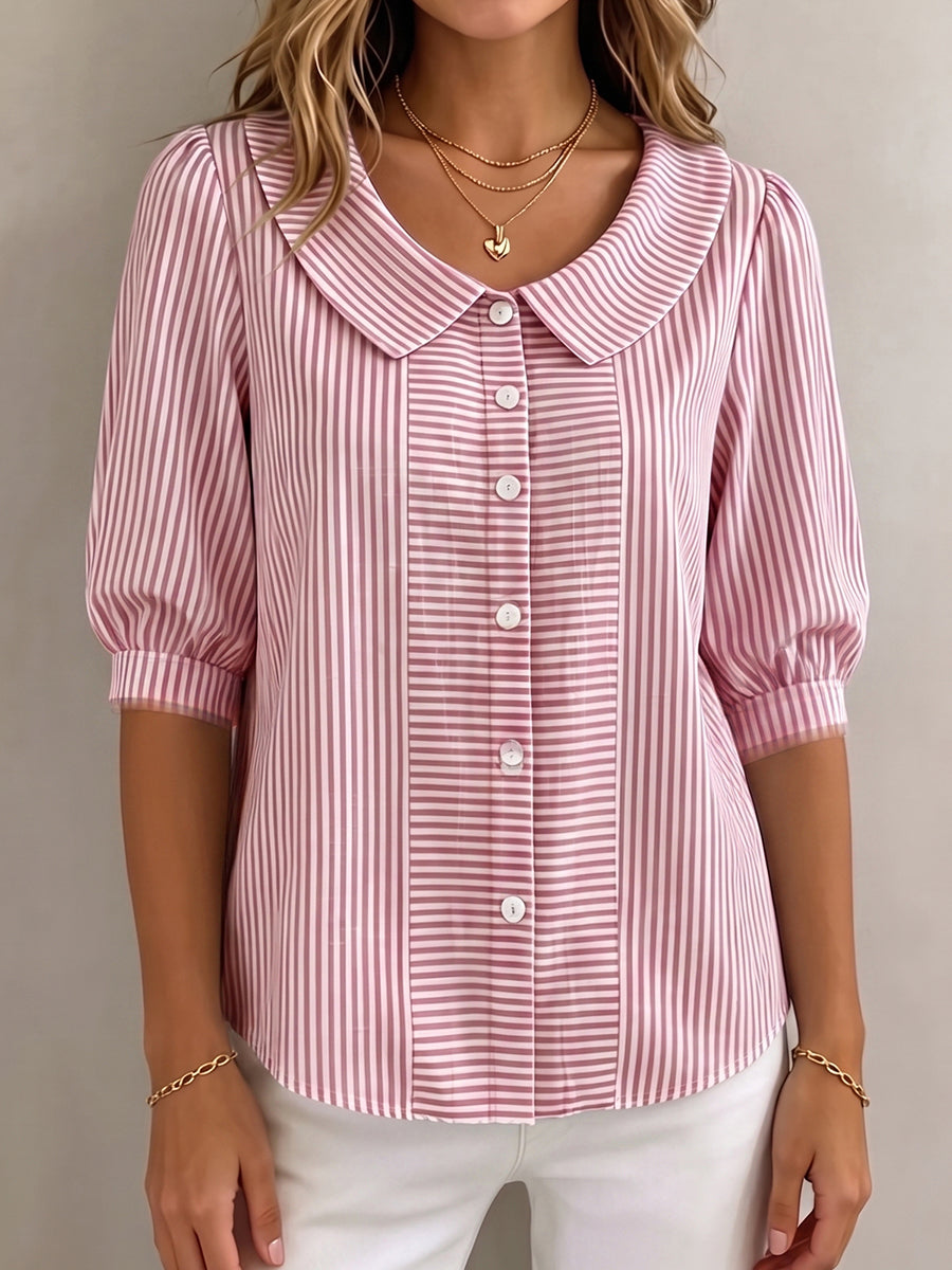 Marcy – Striped Peter Pan Collar Blouse