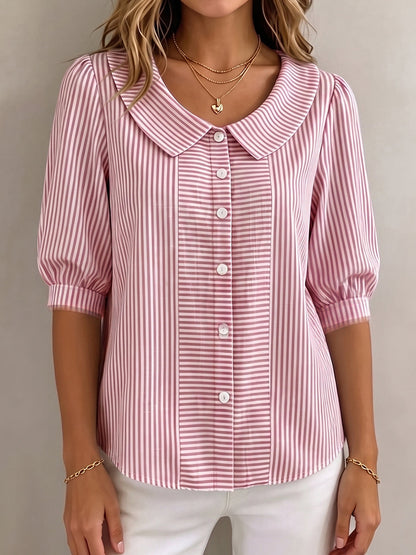 Marcy – Striped Peter Pan Collar Blouse