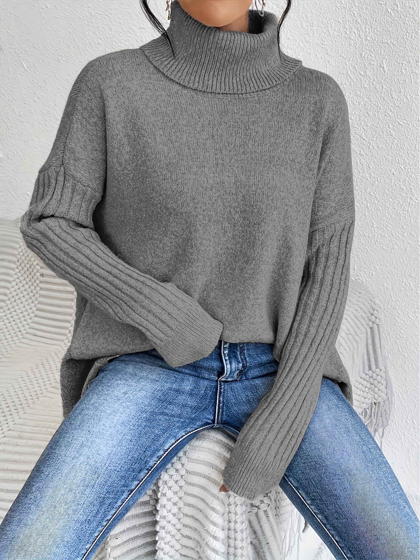 Erica – Oversized Turtleneck Knit Sweater