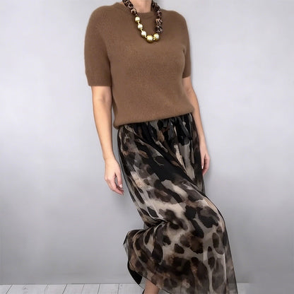 Precious | Leopard Flowy Skirt and Sweater Set