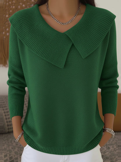 Leanne – Knit Sweater with Fold-Over Collar
