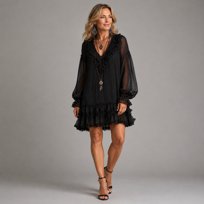 Sondra – Ruffled Chiffon-Look Mini Dress
