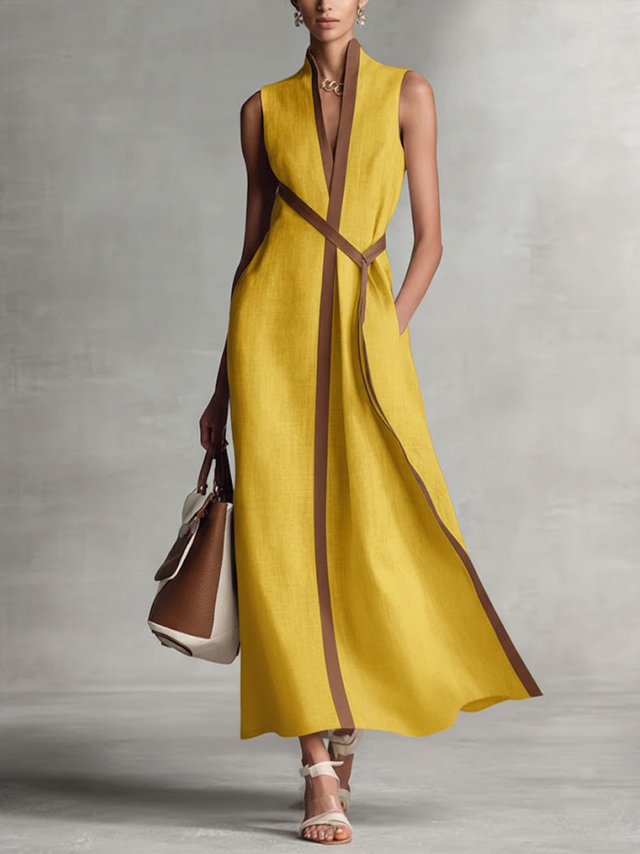 Wanda – Contrast Trim Wrap Maxi Dress