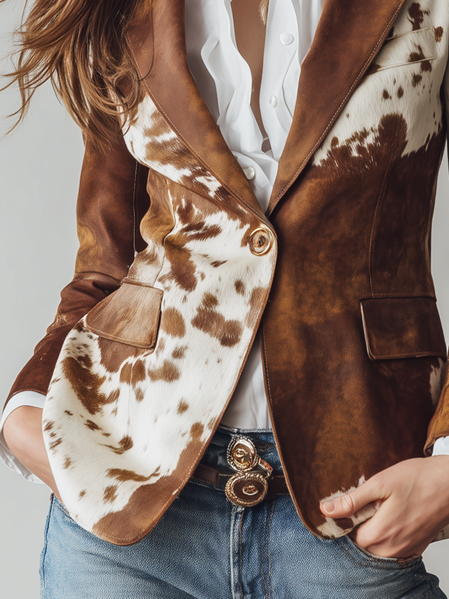 Louella – Cowhide Print Structured Blazer