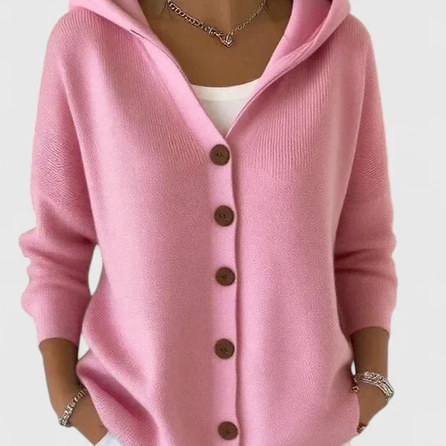 Jeanne – Hooded Button-Down Knit Cardigan