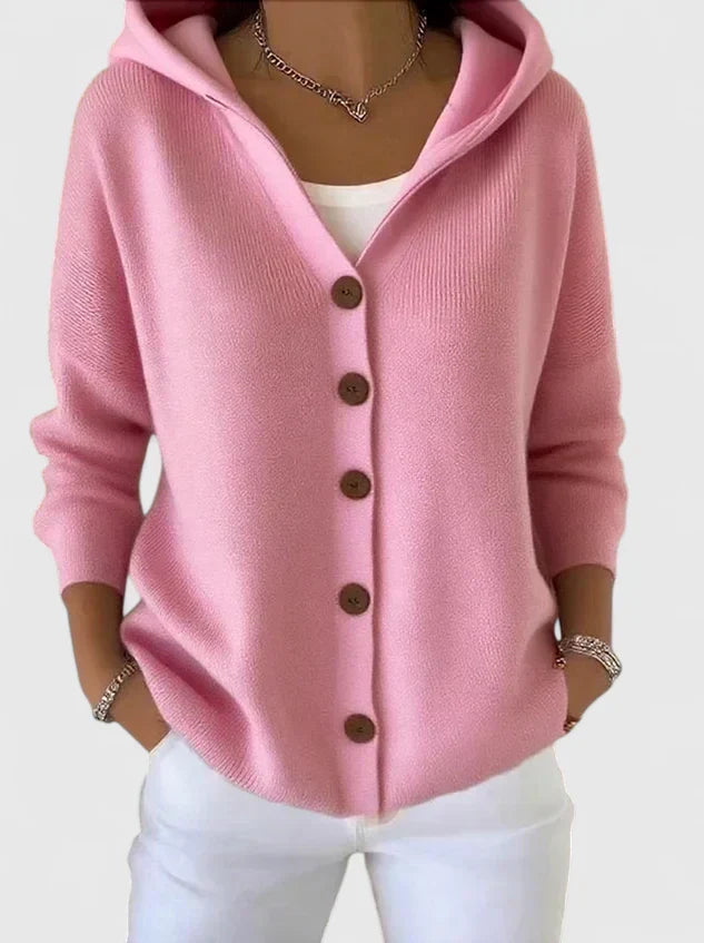 Jeanne – Hooded Button-Down Knit Cardigan