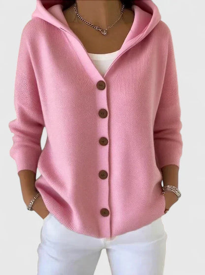Jeanne – Hooded Button-Down Knit Cardigan