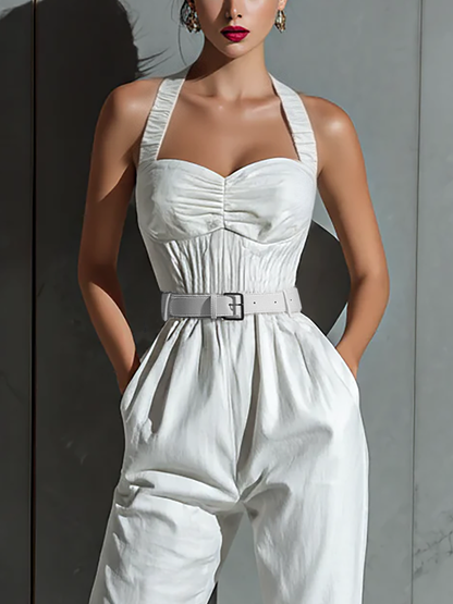 Marsha – Halter Belted Tailored Jumpsuit