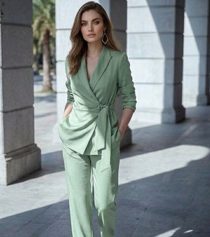 Bridgette – Tailored Wrap Blazer Wide-Leg Set