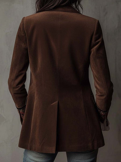 Donna – Embroidered Suede-Look Tailored Blazer