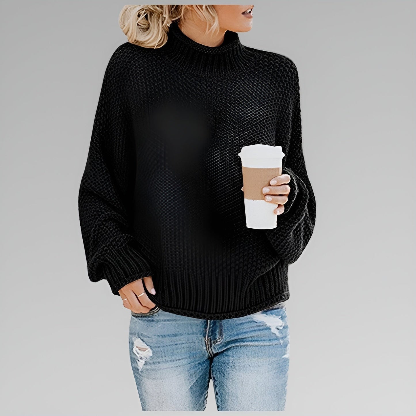 Eunice – Classic Chunky Knit Mock Neck Sweater