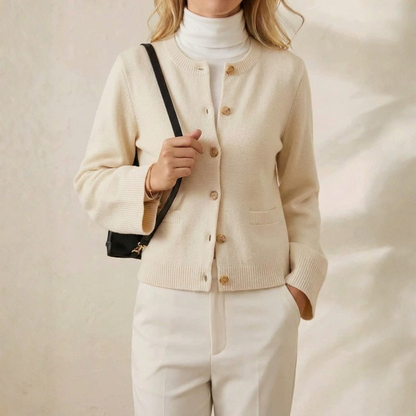 Beverly – Crew Neck Button-Up Knit Cardigan