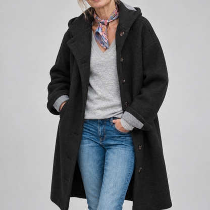 Gina – Hooded Button-Front Coat