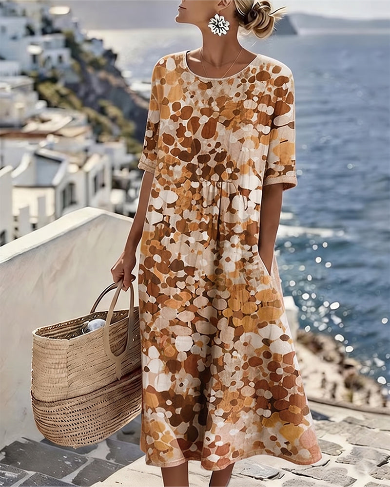 Gina – Abstract Floral Print Midi Dress