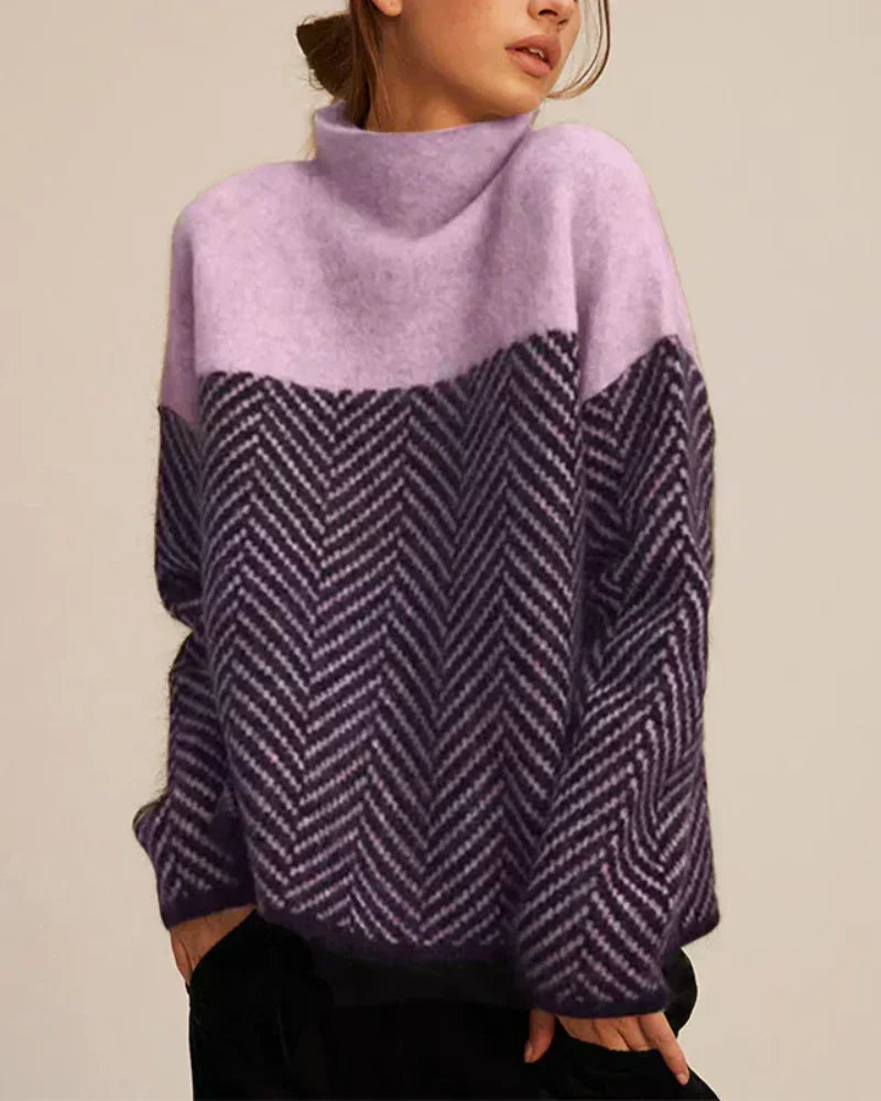 Marcy – Herringbone Turtleneck Sweater