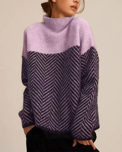 Marcy – Herringbone Turtleneck Sweater
