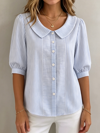 Marcy – Striped Peter Pan Collar Blouse