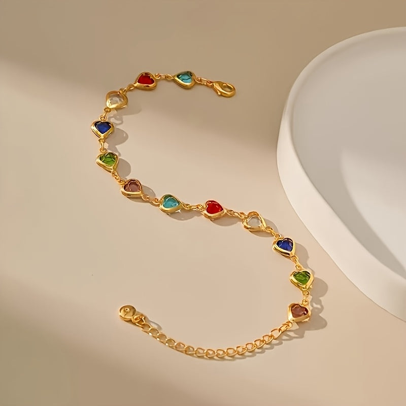Harriet – Heart Crystal Link Bracelet