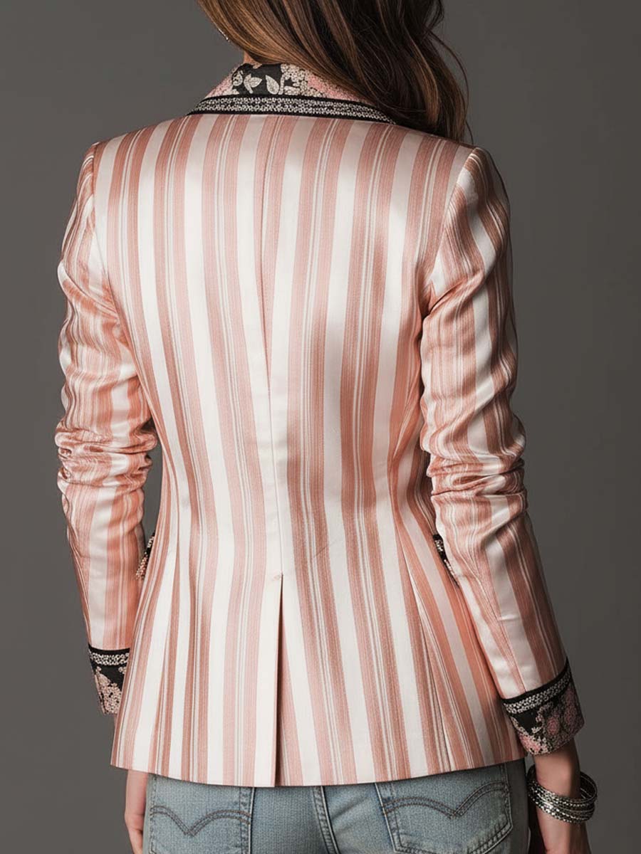 Lucille – Striped Satin-Look Bohemian Blazer