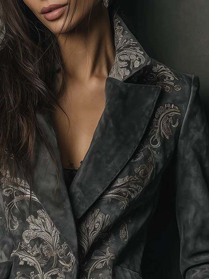 Wanda – Embossed Floral Tailored Blazer