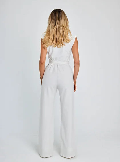 Angela – Sleeveless Belted Wide-Leg Jumpsuit