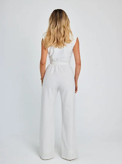 Angela – Sleeveless Belted Wide-Leg Jumpsuit