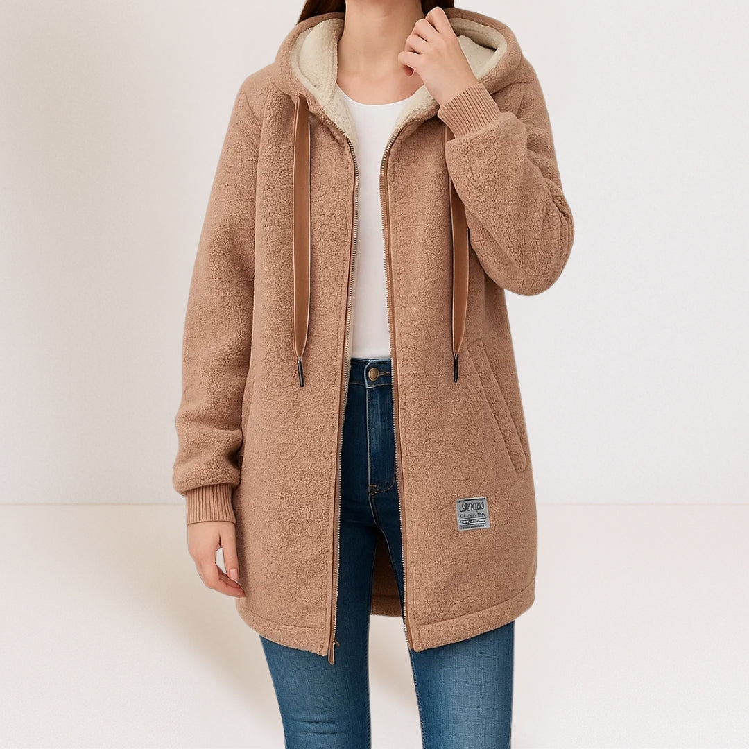 Francine – Hooded Sherpa-Look Long Coat
