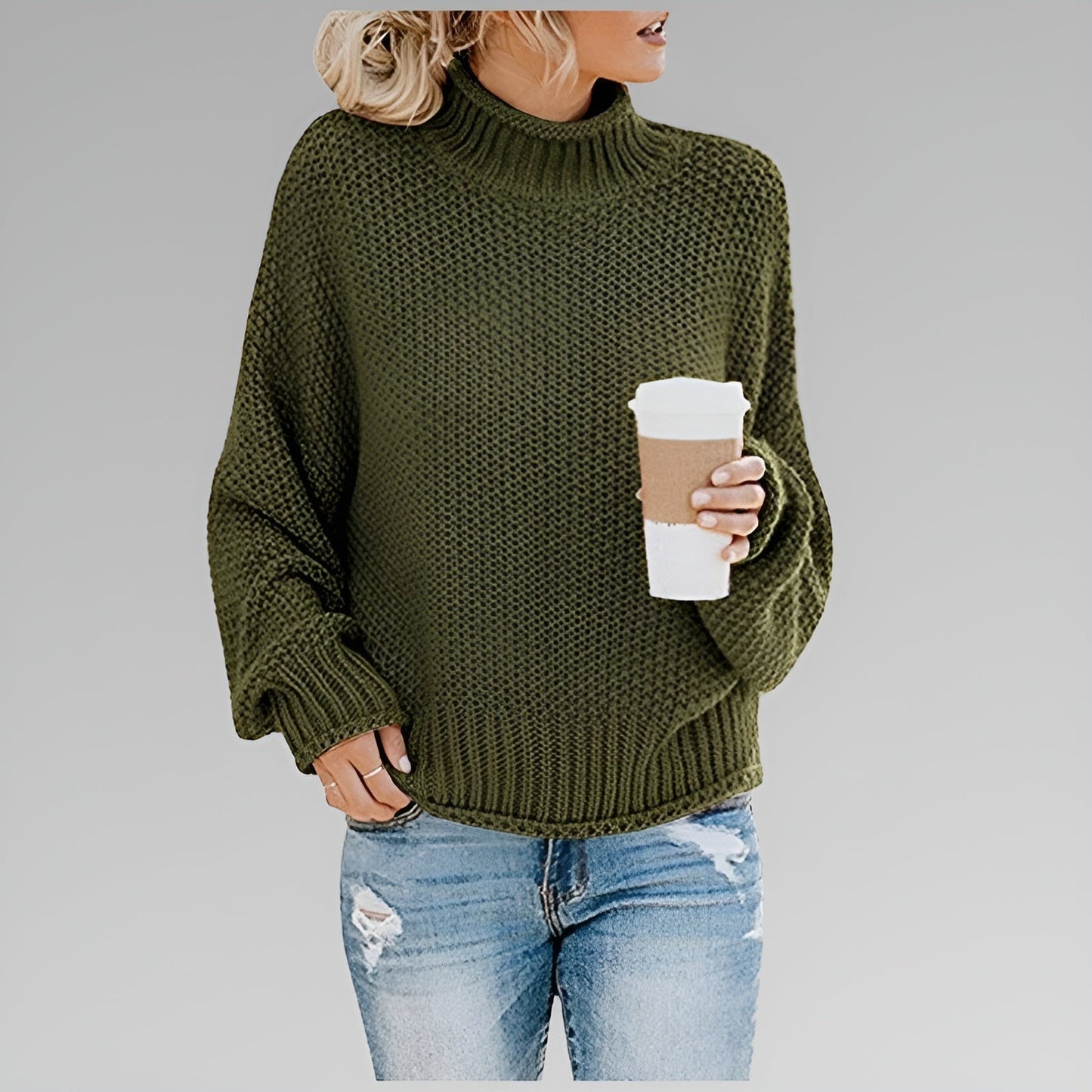 Eunice – Classic Chunky Knit Mock Neck Sweater