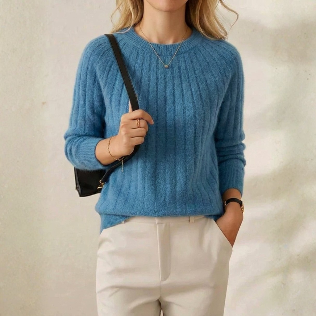 Carleen – Ribbed Knit Crewneck Sweater