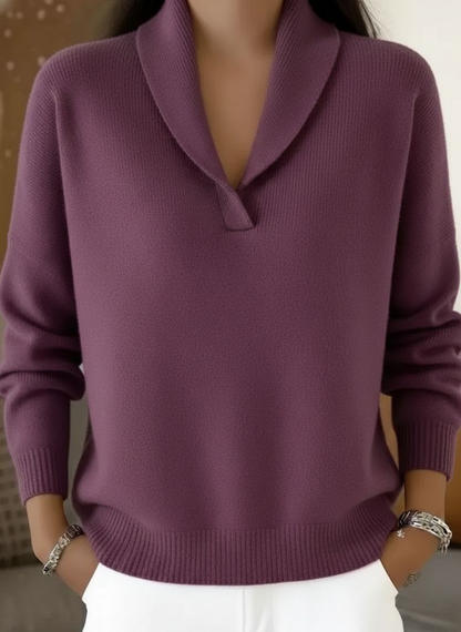 Joanne – Shawl Collar Knit Sweater